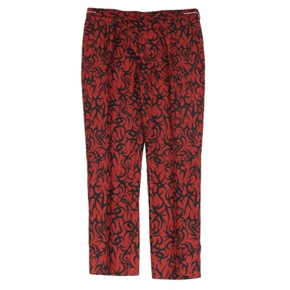 Dior Mens Dress Pants Size 52 XL Red Black Tribal Thorn Wool Cotton Trousers